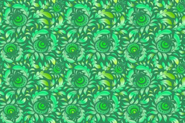 Yeşil renklerde pürüzsüz döşeme deseni. Raster klasik İtalyan süsü..