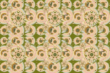 Karmaşık dekorlu şık bir davetiye kartı. Sarı, bej ve yeşil gradyanlı klasik dikişsiz desen.