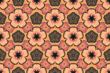 Pembe, turuncu ve kırmızı renksiz desen. Soyut raster dokusu. Düşük polyester desenli resimleme.