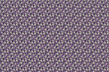 Kusursuz Raster çizimi. Tropikal bitkiler, bej, menekşe ve mor amber çiçekleri ile Yaz Hawaii 'nin kusursuz deseni.