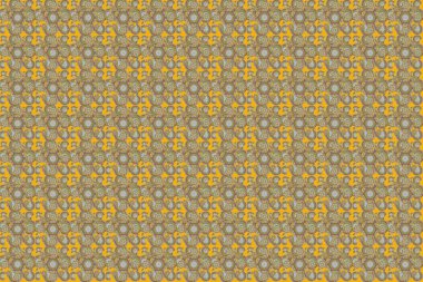 Soyut çiçekli kraliyet duvar kağıdı. Şam, sarı, yeşil ve gri renklerde pürüzsüz desen. Raster tarzı bir süs..