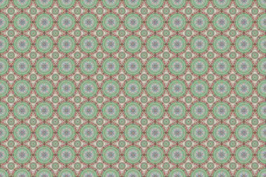 Gri, yeşil ve pembe klasik barok süsü. Dekoratif tasarım unsuru filigran hat sanatı. Retro dikişsiz antika şekilli akanthus. Raster illüstrasyonu.