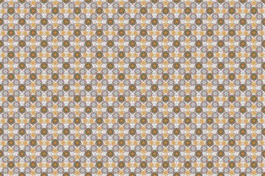 Gri, bej ve sarı tekrarlayan elementlerle kusursuz soyut desen. Oriental raster klasik desen.