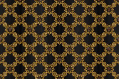 Güzel el yapımı çizimler. Zarif sarı, yeşil ve kırmızı, çiçekli ve Mandala elementli..