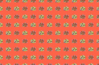 Çiçek ve yaprakları pembe ve yeşil renklerde olan pürüzsüz çiçek deseni..