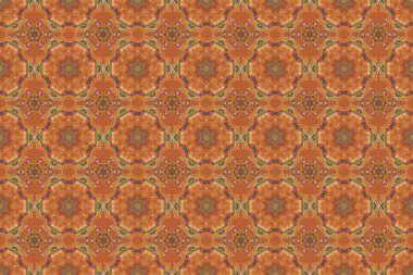 Bej, turuncu ve kahverengi renklerde klasik, dikişsiz desen. Zarif kumaş kumaş kumaş duvar kağıdı. Kusursuz arkaplan.