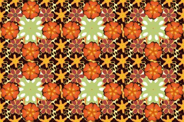 Kahverengi, turuncu ve siyah renklerde kusursuz bir süs eşyası. Tebrik etmek ya da kartvizit, fon, kumaş ya da tekstil için kullanılabilir. Raster Kızılderili çiçek desenli paisley patten. Etnik havlu, kına tarzı..