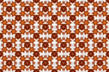 Klasik bej, turuncu ve kırmızı süslemeli, pürüzsüz bir desen..