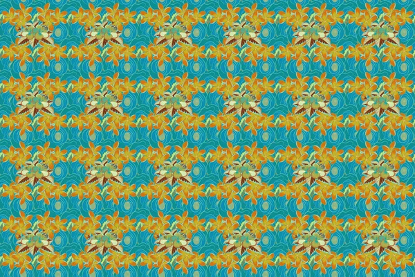 Raster Illustration Bright Hawaiian Design Raster Tropical Plants Green Blue — Stock Photo, Image