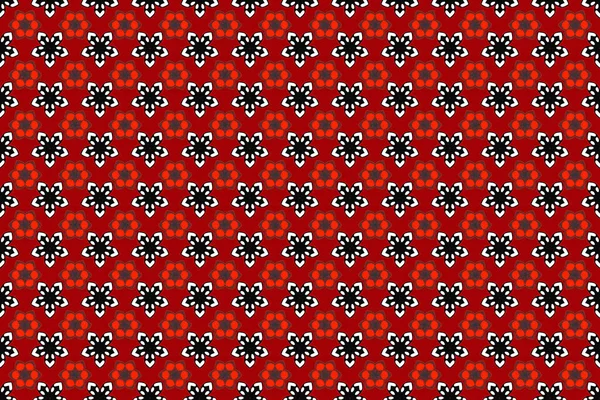 Oriental Raster Seamless Pattern Arabesques Red Black Gray Elements Traditional — Stock Photo, Image