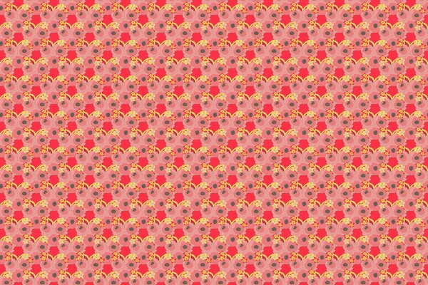 Simple Pink Red Yellow Raster Roses Seamless Pattern — Stok Foto