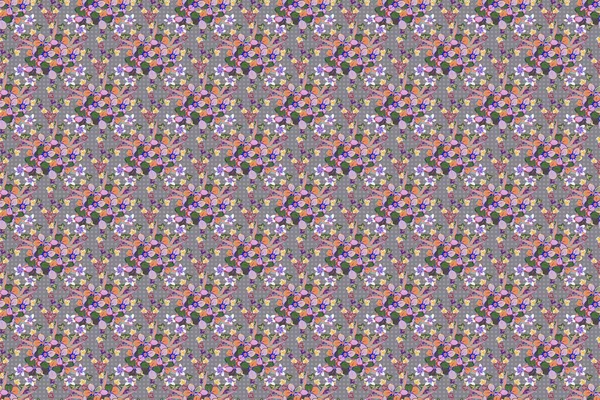 Nahtlose Abstrakte Blumenmuster Auf Grauem Hintergrund Netter Hintergrund Geometrisches Blattornament — Stockfoto