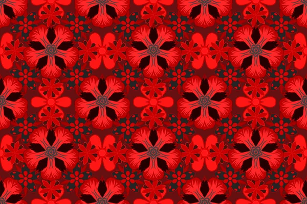 Florales Nahtloses Muster Tapete Barock Nahtloser Rasterhintergrund Roten Und Schwarzen — Stockfoto