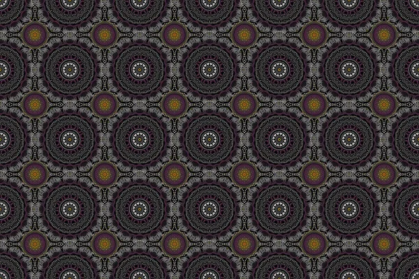 Ozdobne Wzory Kolorze Beżowym Szarym Brązowym Raster Bezszwowy Wzór Damaski — Zdjęcie stockowe