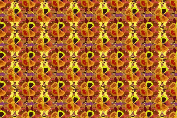 Romantisches Nahtloses Muster Mit Einem Aquarellstrauß Abstrakter Kosmos Blumen Gelben — Stockfoto