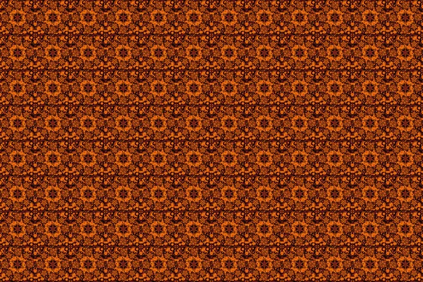 用褐色 橙色和黑色的Ikat Damask无缝图案背景瓷砖 — 图库照片