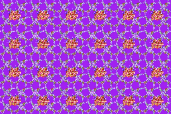 Netter Blumiger Hintergrund Blumen Nahtloses Muster Auf Violettem Hintergrund — Stockfoto