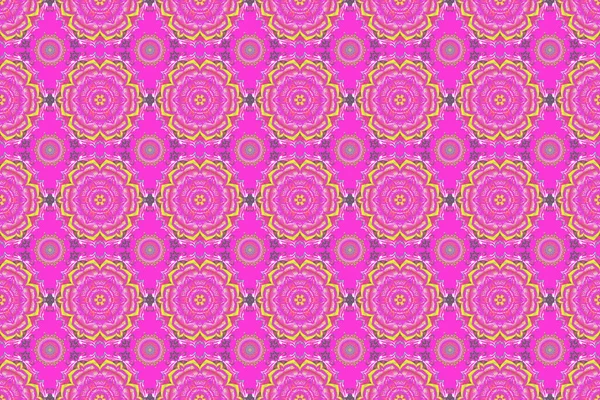 Abstract Kerstmisillustratie Met Gele Roze Magenta Sneeuwvlokken Raster Kerstfeest Ontwerp — Stockfoto