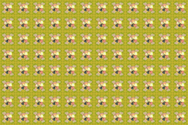 Cosmos Flowers Seamless Pattern Beige Gray Yellow Colors Cute Raster — Stock Photo, Image