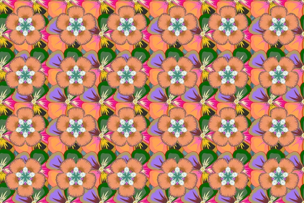 Geometrikus Levéldísz Grafikus Modern Minta Zökkenőmentes Absztrakt Virágminta Narancssárga Zöld — Stock Fotó