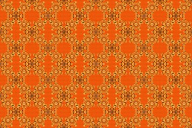 Sarı, turuncu ve kırmızı soyut süs, soyut dekoratif elementlerin pürüzsüz deseni.