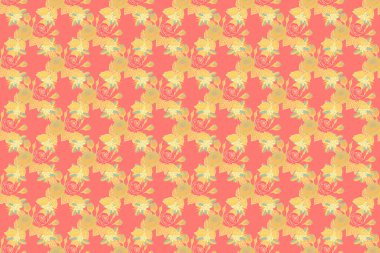 Eski suluboya güller. Elle çizilmiş pürüzsüz desen bej, pembe ve sarı renklerde.