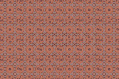 Şatafatlı klasik süs, duvar kağıtları, baskı, tekstil veya kumaş için kraliyet Victoria dönemi dokusu. Siyah, mor ve turuncu renklerde barok çiçekli, pürüzsüz desen. Raster illüstrasyonu.