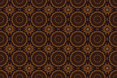 Güzel el yapımı çizimler. Zarif yeşil, sarı ve kahverengi desenli çiçek ve Mandala elementleri.