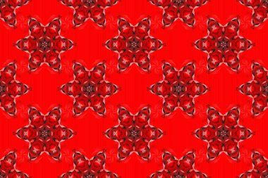 Güzel, pürüzsüz bir desen. Raster illüstrasyonu. Arap, Asyalı, sedir motifleri kahverengi, pembe ve kırmızı renklerde. Basit kar taneleri pürüzsüz desenler, soyut elementler, dekoratif süsler..