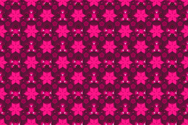 Illustration Matricielle Motif Floral Sans Couture Dans Jolies Fleurs Magenta — Photo