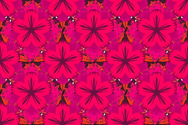 Traditional Indian Floral Seamless Pattern Red Magenta Purple Colors Raster — Stock Photo, Image