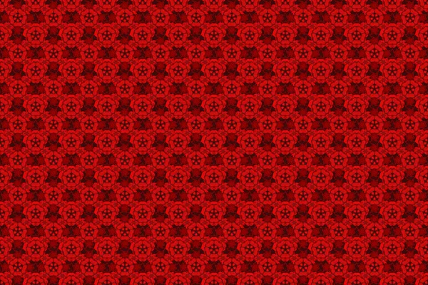 stock image Ditsy cute floral seamless pattern in black and red colors. Small stylized flowers. Raster illustration.