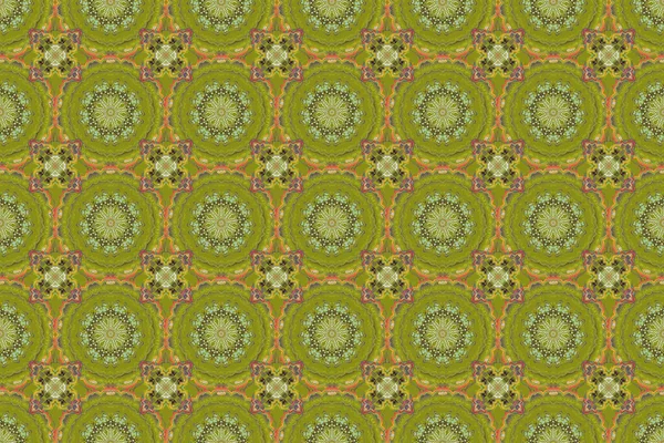 Baroque Vintage Floral Damask Seamless Pattern Orange Green Yellow Colors — Stock Photo, Image