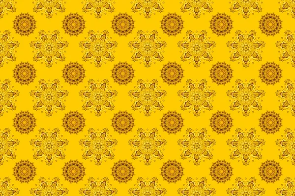 Damask Seamless Pattern Yellow Orange Red Colors Raster Illustration — Stock Photo, Image