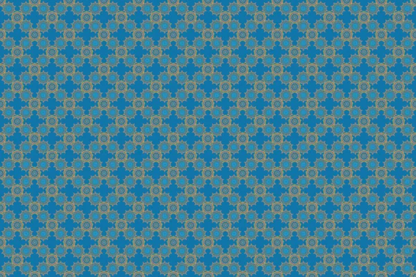 Seamless Raster Green Blue Gray Ornament Arabian Style Seamless Pattern — Stock Photo, Image