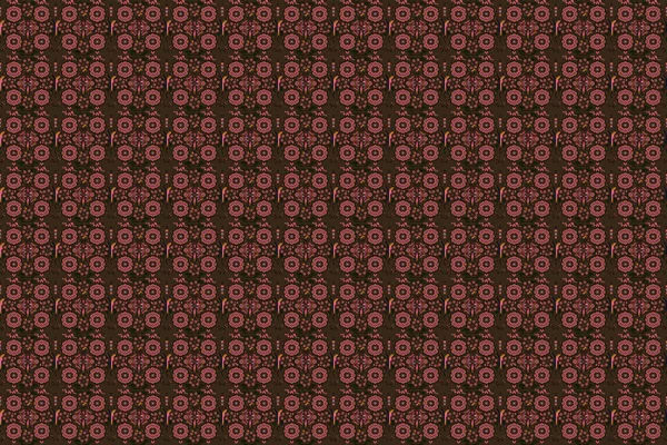 Ikat Дамаск Бесшовный Шаблон Плитки Фона Коричневом Красном Розовом Цветах — стоковое фото