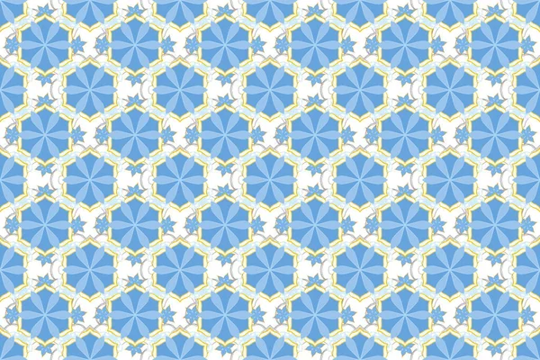 Beautiful pattern for decoration and design. Trendy print in blue and yellow colors. Exquisite pattern, watercolor sketch with flowers, vintage style. Watercolor seamless pattern with flowers.