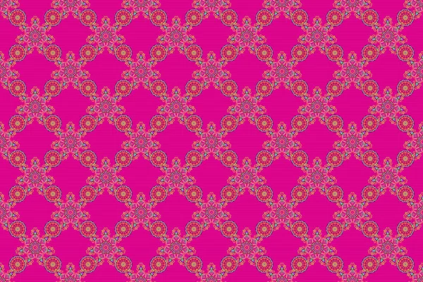 Florales Nahtloses Muster Nahtloser Hintergrund Rosa Magenta Und Beige Ornament — Stockfoto