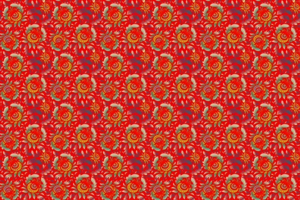 Raster Nahtloses Muster Mit Rotem Und Gelbem Ornament — Stockfoto