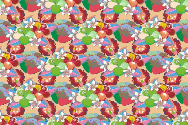 Разноцветный Орнамент Маленьких Простых Цветов Растровый Абстрактный Бесшовный Узор Дизайна — стоковое фото
