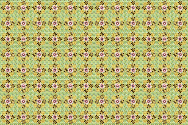 Patrón Floral Acuarela Colores Verde Blanco Amarillo Raster Fondo Romántico —  Fotos de Stock