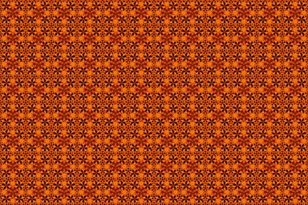 Raster Seamless Floral Pattern Flowers Leaves Black Orange Brown Colors — Stock Photo, Image