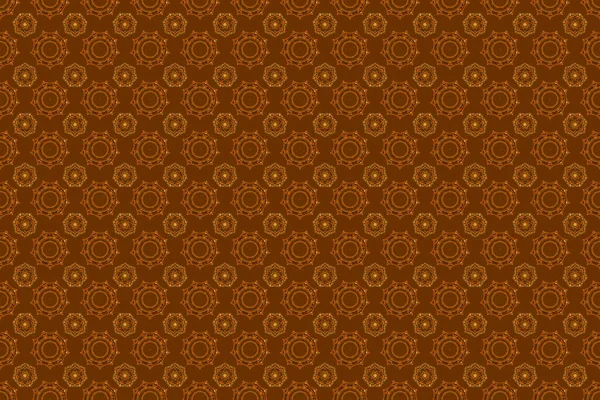 Damask Seamless Background Pattern Yellow Orange Brown Colors Raster Illustration — Stock Photo, Image