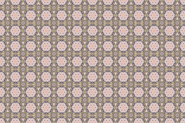 Raster abstract design in gray, violet and beige colors. Seamless pattern of gray, violet and beige snowflakes and dots.