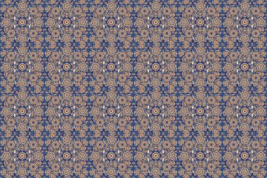 Geleneksel raster gotik damask arka planı. Bej, mavi ve gri arkaplansız çiçek süsleme deseni. Tebrik kartı, sunum veya düğün davetiyeleri için soyut arabesk arkaplanı.