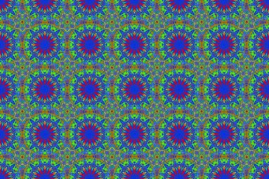 Yeşil, mavi ve mor renkli kar kristali. Kış, yeni yıl, basit Noel tasarımı. Şekillendirilmiş kar taneleriyle pürüzsüz bir desen..