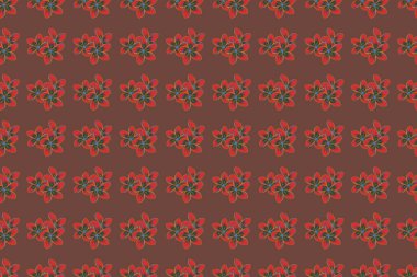 Raster illüstrasyonu. Turuncu, sarı ve menekşe renginde biçimlendirilmiş çiçeklerle kusursuz çiçek deseni..