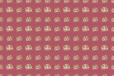 Güzel bej, pembe ve sarı çiçek desenli. Motley pürüzsüz desen. Raster amber çiçeği arkaplanı.