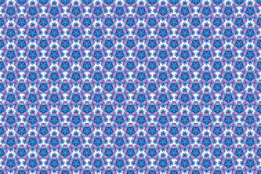 Mor ve mavi renkte raster süslemeli elementler dizaynınız için. Dekoratif, pürüzsüz desen. Geleneksel soyut dekor. Davetiyeler, tebrik kartları, paketleme için süslemeli desen.