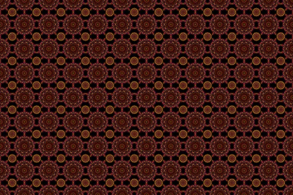 Raster Naadloos Bloemenpatroon Bruine Oranje Rode Kleuren Voor Design Textiel — Stockfoto